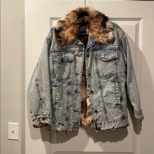 Faux fur and jean jacket